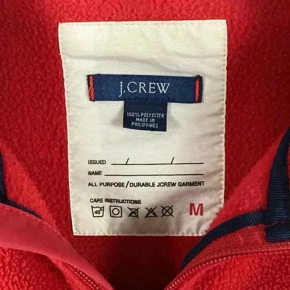 J.Crew Red Men's Full-zip Fleece Jacket  Size Medium 100% polyester